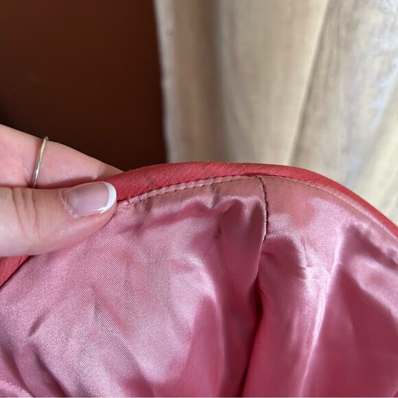 Jenny Yoo Collection 100% Silk Mini Dress Short Strapless Pink Bow Belt Size 6 - Picture 8 of 10